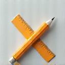 Icon of a pencil and ruler for custom design services